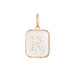 14K Gold Rectangle Clear Crystal Initial Charm