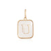 14K Gold Rectangle Clear Crystal Initial Charm