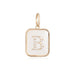14K Gold Rectangle Clear Crystal Initial Charm
