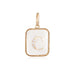14K Gold Rectangle Clear Crystal Initial Charm