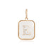 14K Gold Rectangle Clear Crystal Initial Charm