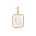 14K Gold Rectangle Clear Crystal Initial Charm