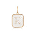 14K Gold Rectangle Clear Crystal Initial Charm