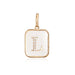 14K Gold Rectangle Clear Crystal Initial Charm
