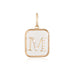 14K Gold Rectangle Clear Crystal Initial Charm