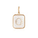 14K Gold Rectangle Clear Crystal Initial Charm