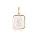 14K Gold Rectangle Clear Crystal Initial Charm