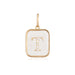 14K Gold Rectangle Clear Crystal Initial Charm