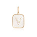14K Gold Rectangle Clear Crystal Initial Charm