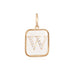 14K Gold Rectangle Clear Crystal Initial Charm