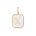 14K Gold Rectangle Clear Crystal Initial Charm