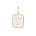 14K Gold Rectangle Clear Crystal Initial Charm