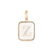 14K Gold Rectangle Clear Crystal Initial Charm