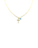 Gold Cross & Opalite Charm Necklace