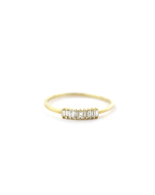 14K Yellow Gold Vertical Baguette Diamond Ring