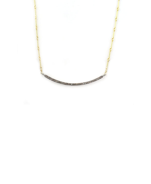 The Lina Necklace - Oxidized Bar on Gold Bar Chain