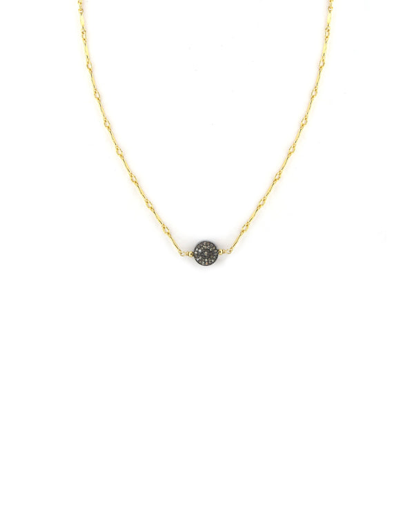 Diamond Evil Eye Gold Bar Chain Necklace