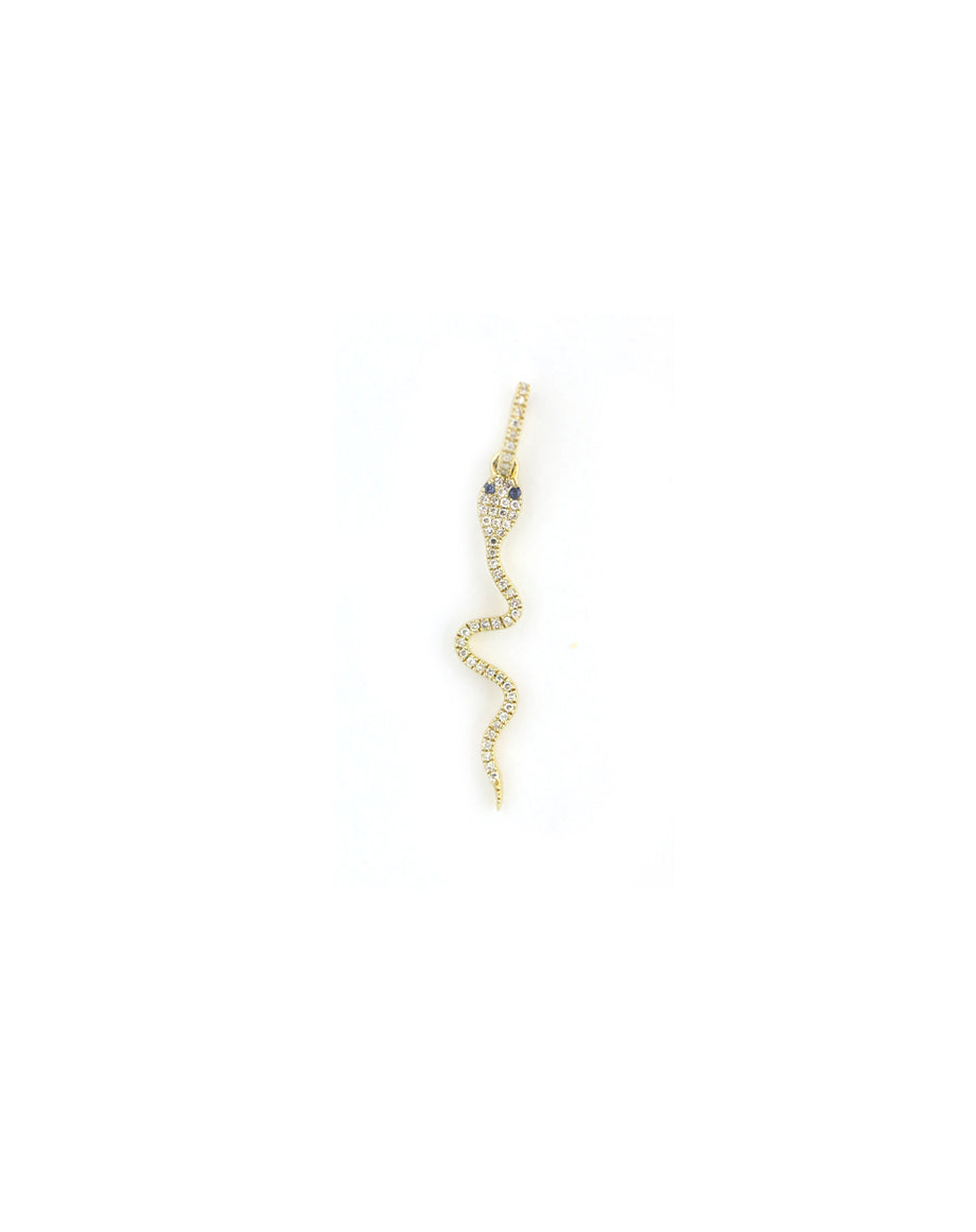 14K Gold Diamond Slither Snake Charm