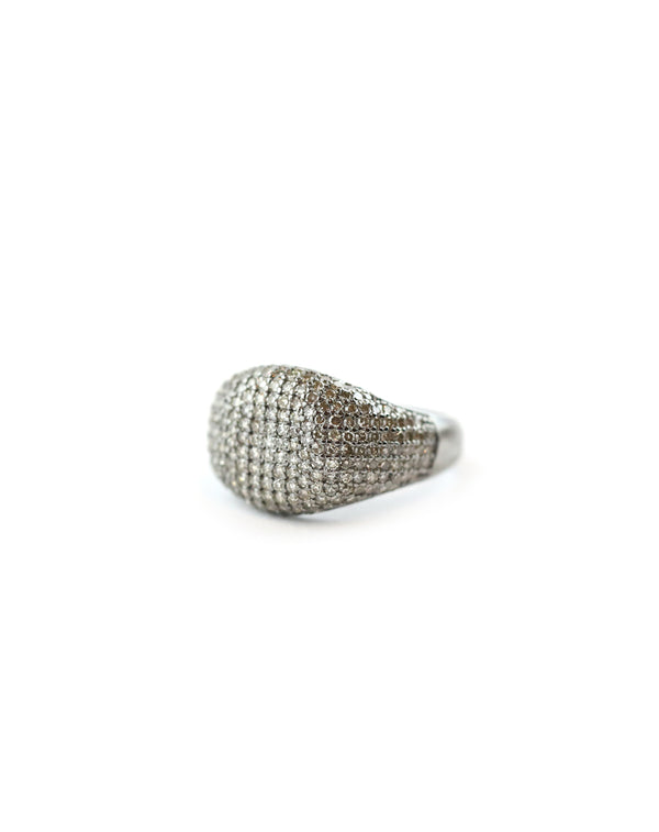 Diamond Pave Silver Signet Ring