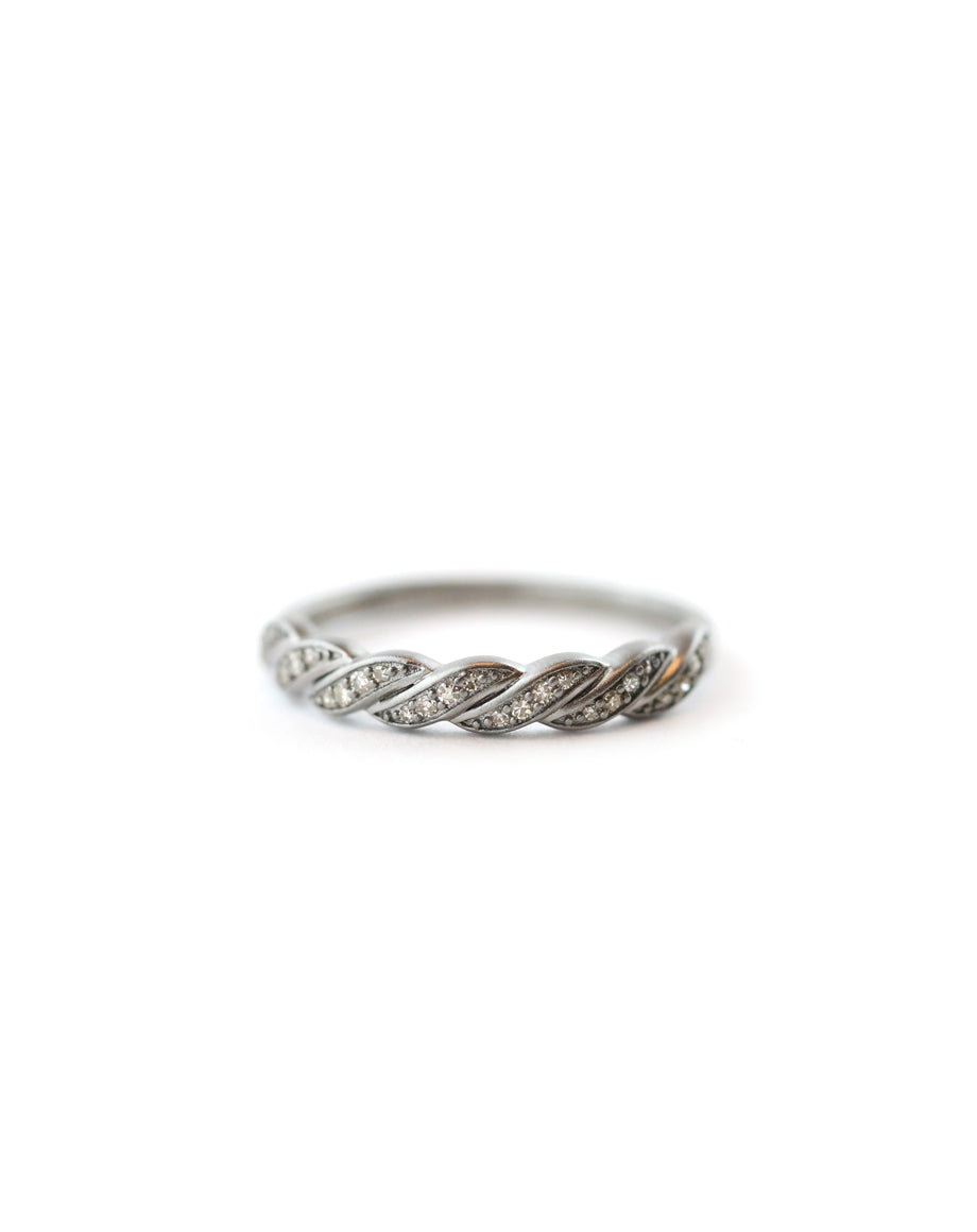 Thin Silver Diamond Rope Ring