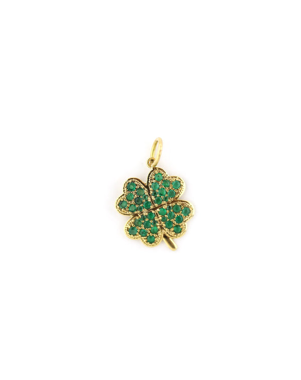 14K Gold Emerald Four Leaf Clover