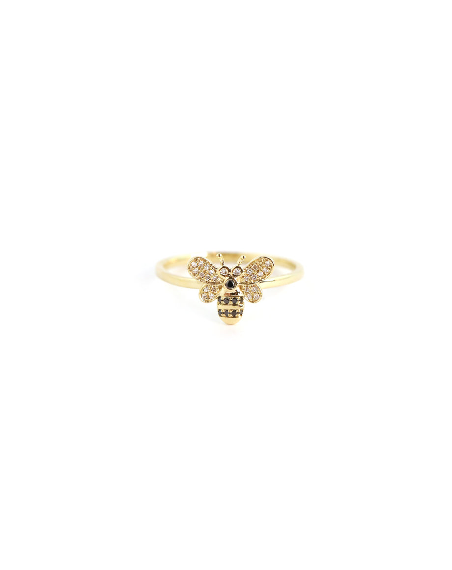 14K Gold Diamond Bee Ring