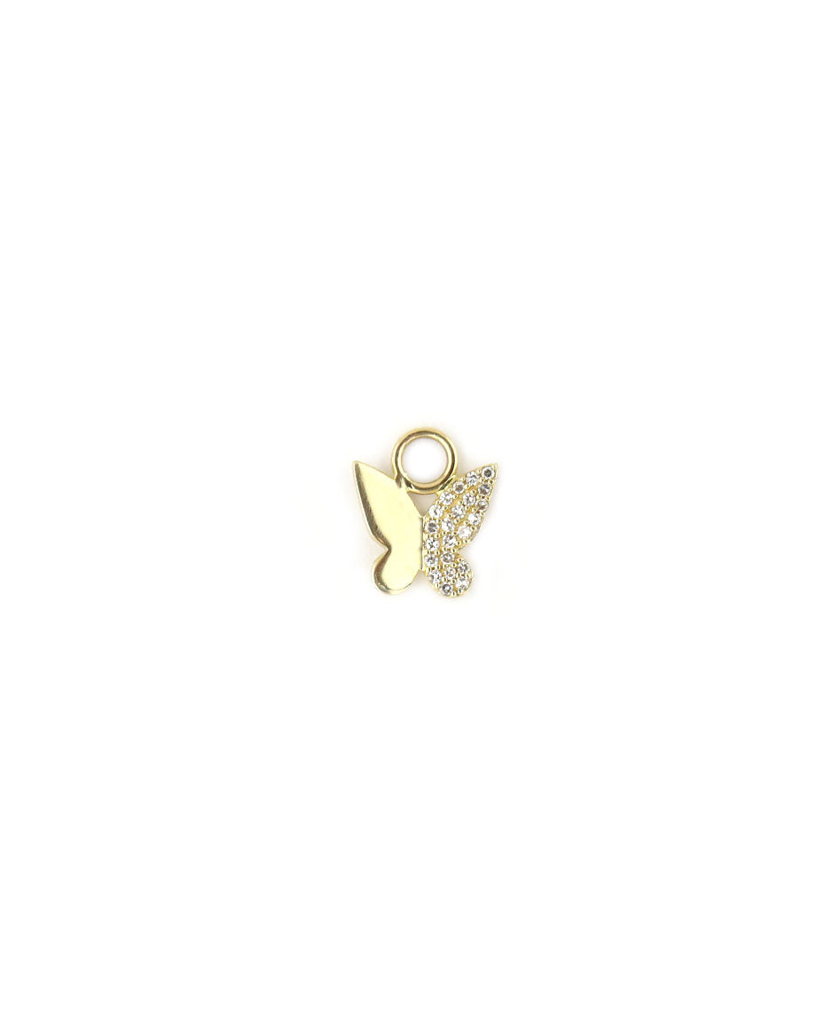 14K Gold Half Diamond Butterfly Ear Charm