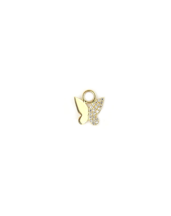 14K Gold Half Diamond Butterfly Ear Charm