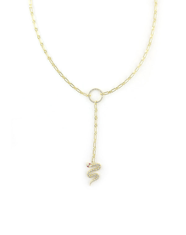 Gold Crystal Snake Lariat