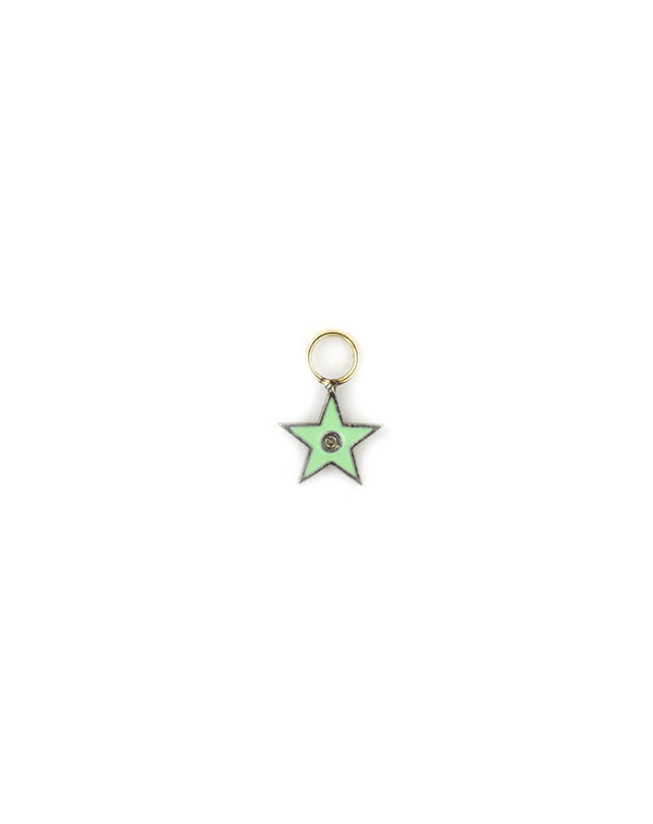 Silver Green Enamel Star Ear Charm