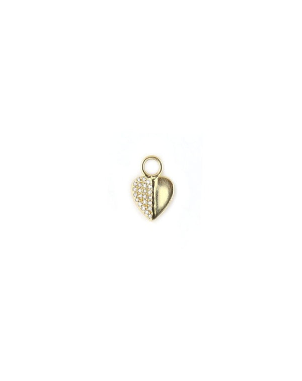 14K Gold Half Diamond Heart Ear Charm