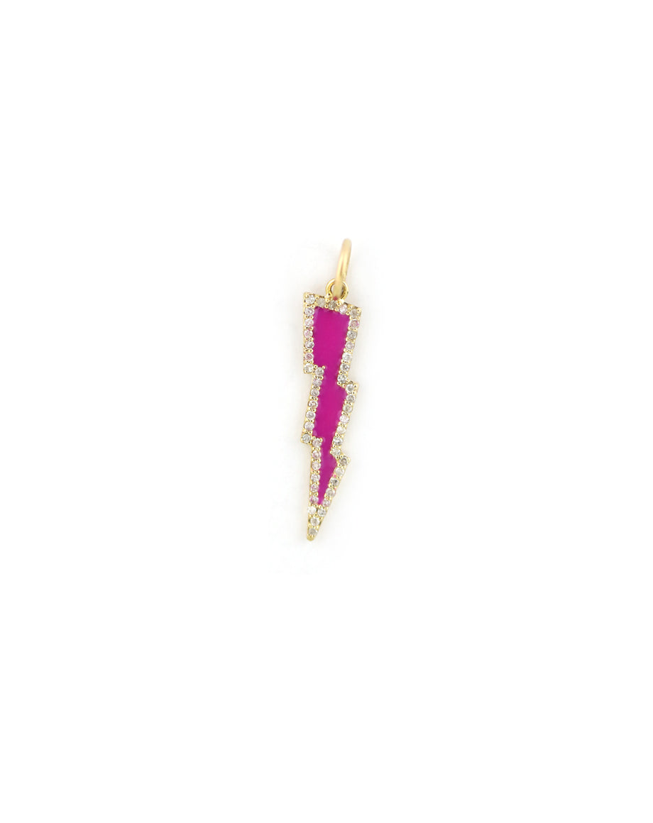 14K Gold Small Hot Pink Enamel Lightning Bolt