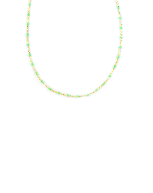 Neon Green Enamel Tin Cup Necklace