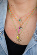 Neon Pink Enamel Tin Cup Necklace