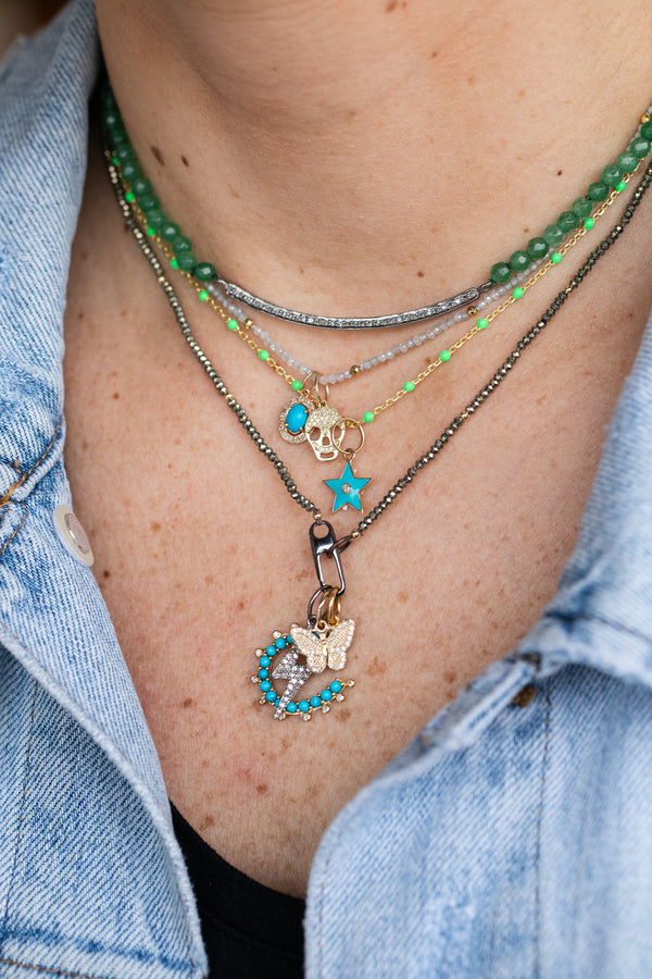 Mini Gemma Lock Necklace: Tiny Pyrite