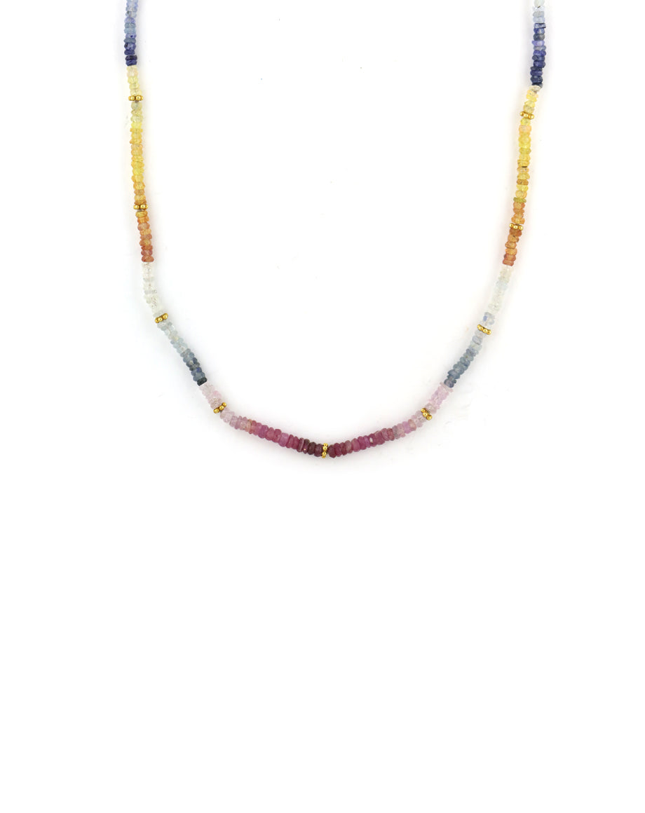 Pastel Rainbow Sapphire Bali Necklace