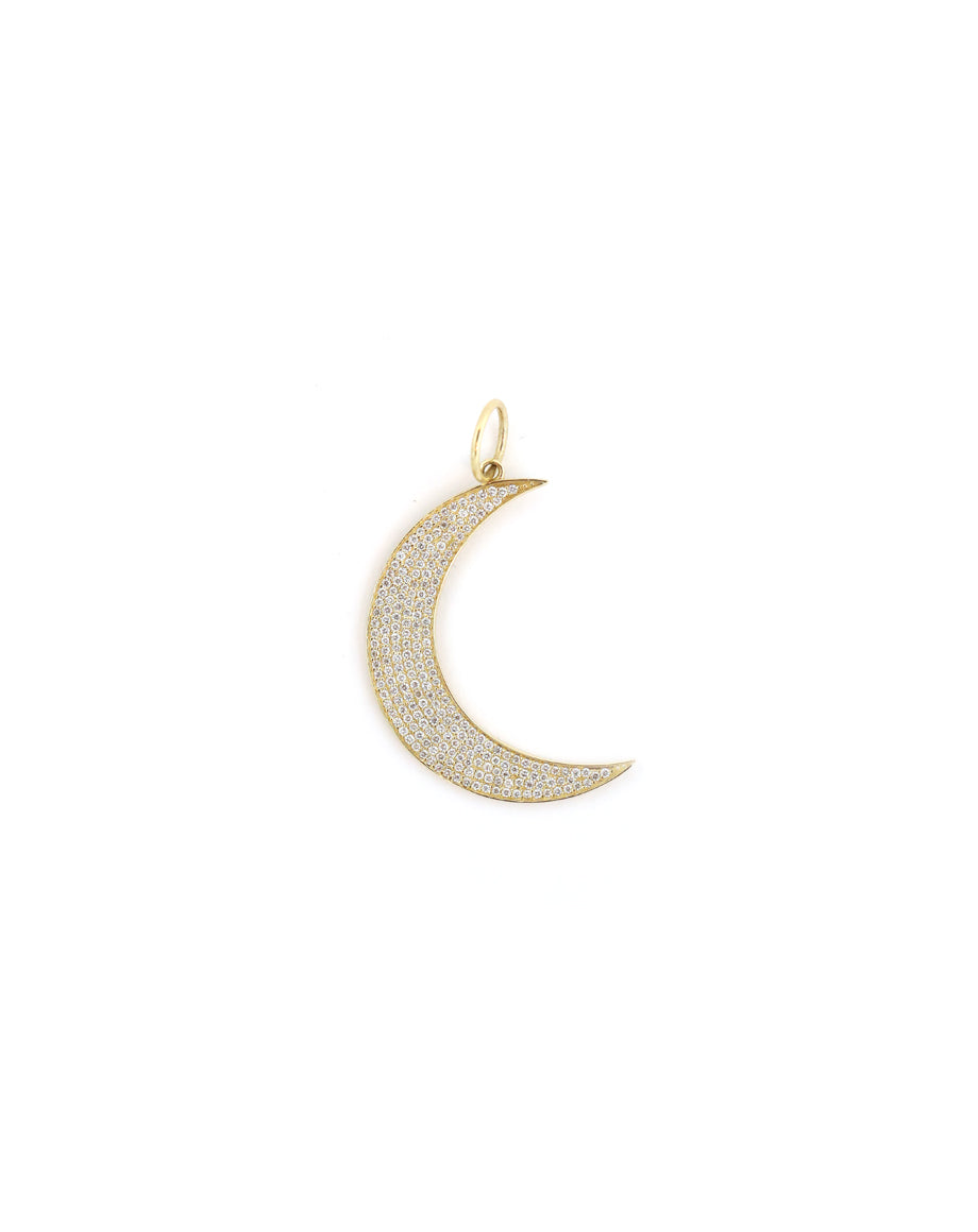 14K Gold Pave Diamond Crescent Moon Charm