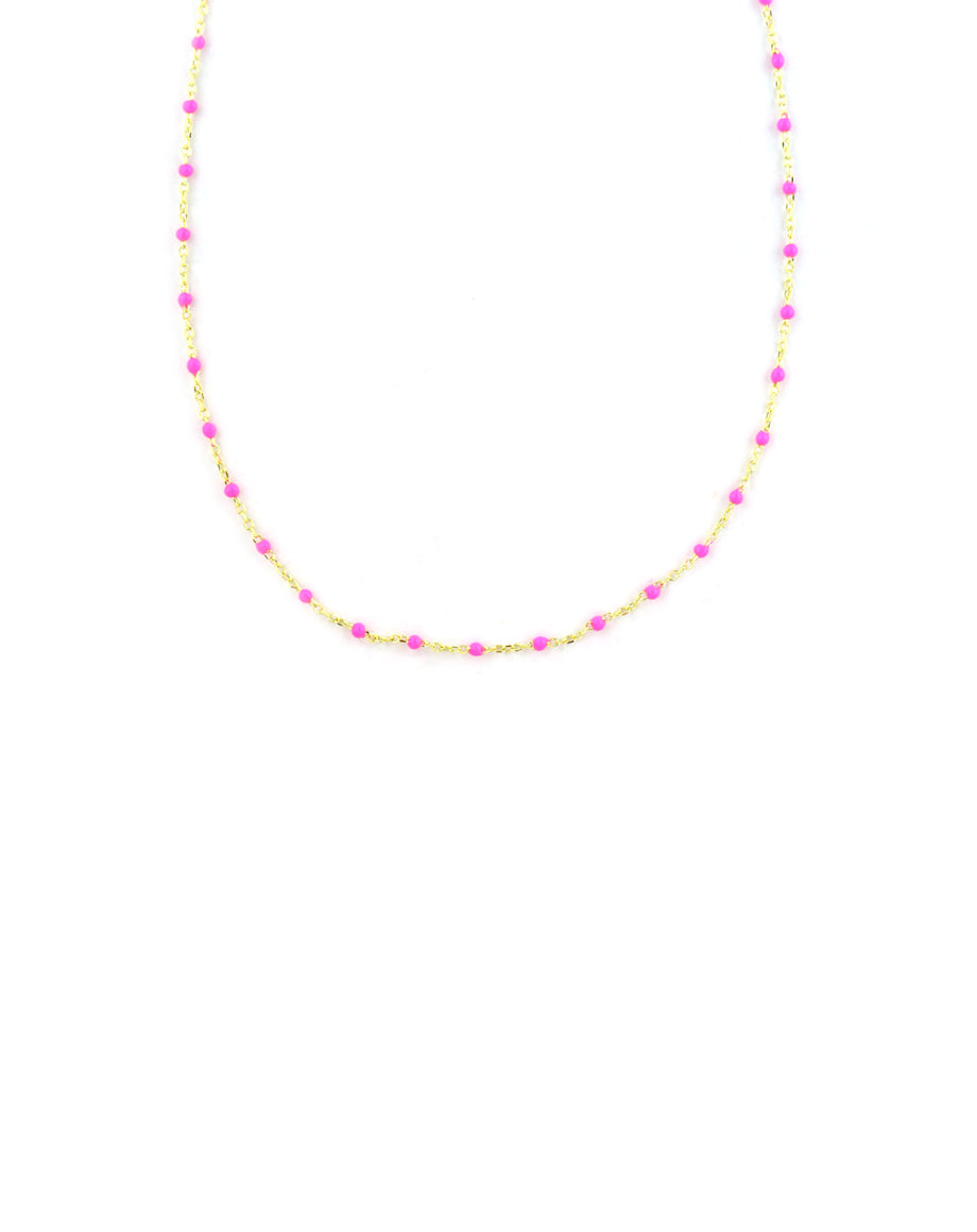 Hot Pink Enamel Tin Cup Necklace