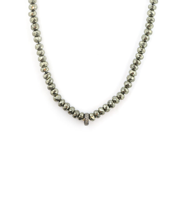 Luxe Pyrite Diamond Wheel Necklace