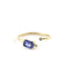 14K Gold Emerald Cut Sapphire Wrap Ring