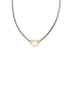 Silver Cuban Chain 14K Gold Diamond Oval Lock Necklace