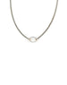 Silver Cuban Chain 14K Gold Diamond Oval Lock Necklace