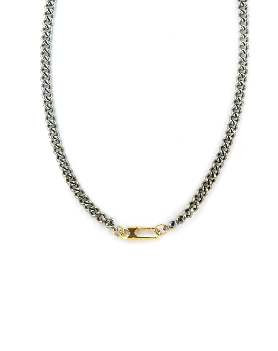 The Gemma Lock Necklace: Chunky Silver Cuban