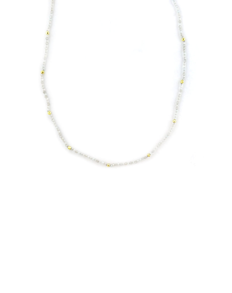 Silver Zircon Gold Filled Bead Necklace