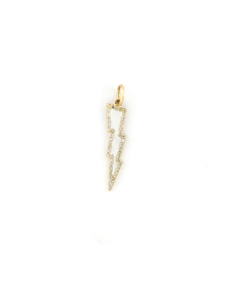 14K Gold Small White Enamel Lightning Bolt