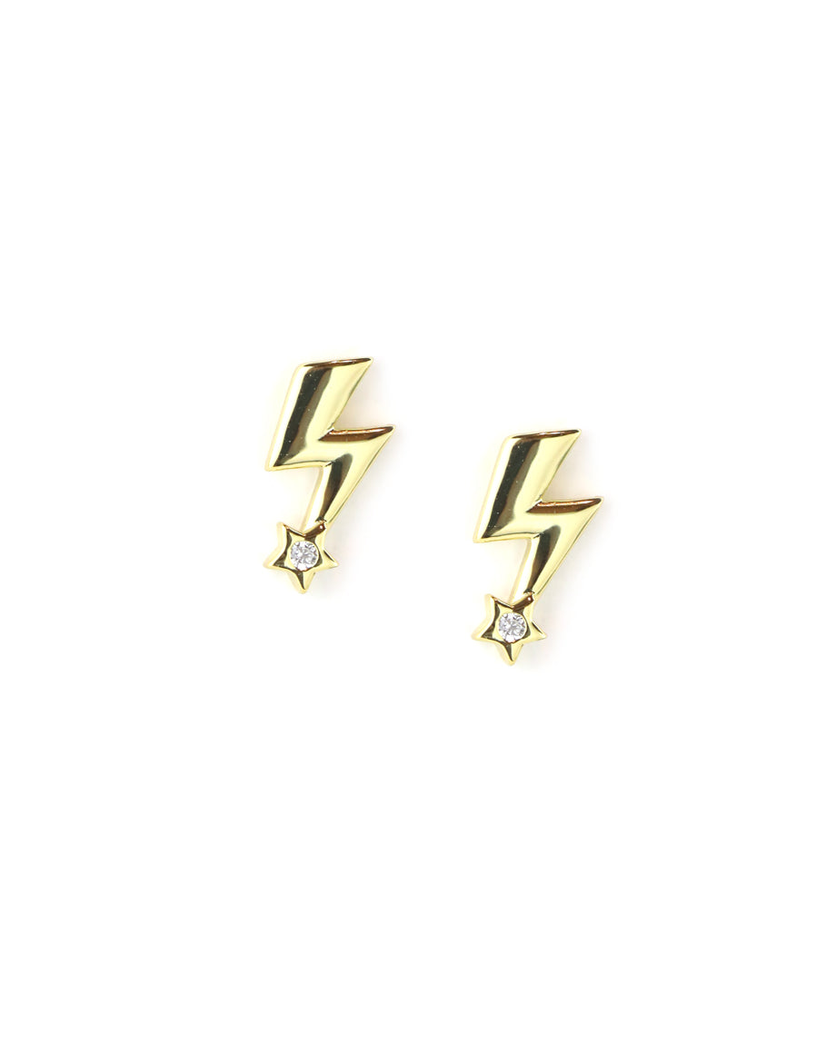 Gold Star Lightning Bolt Studs