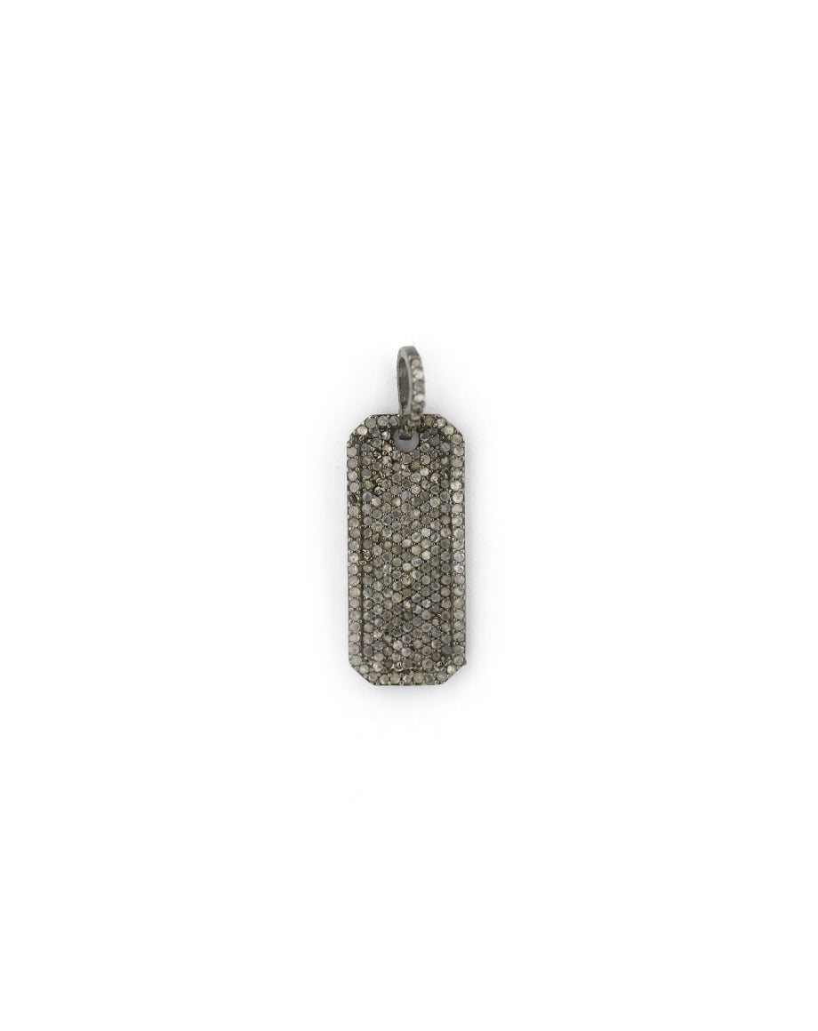Thin Silver Diamond Dog Tag