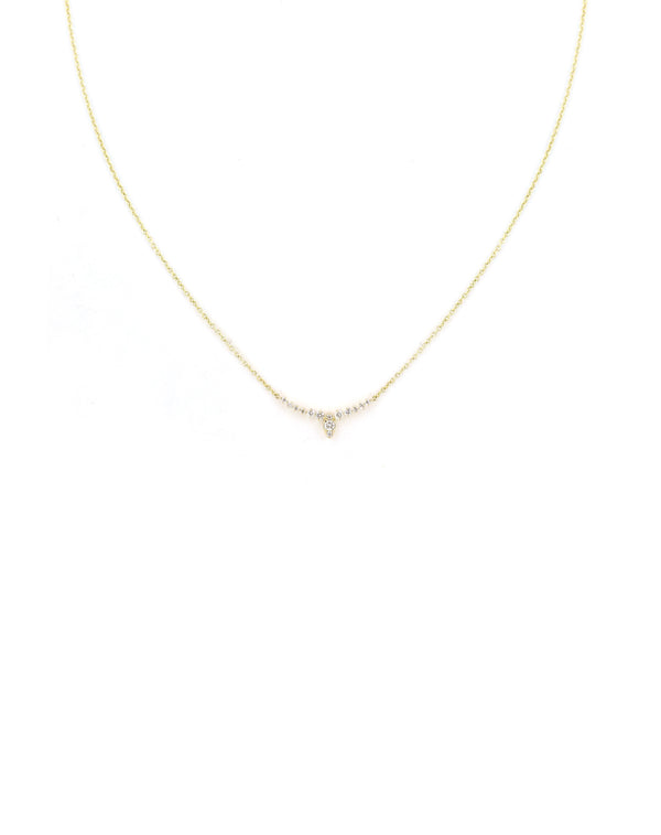 14K Gold Marquise Diamond Bar Necklace