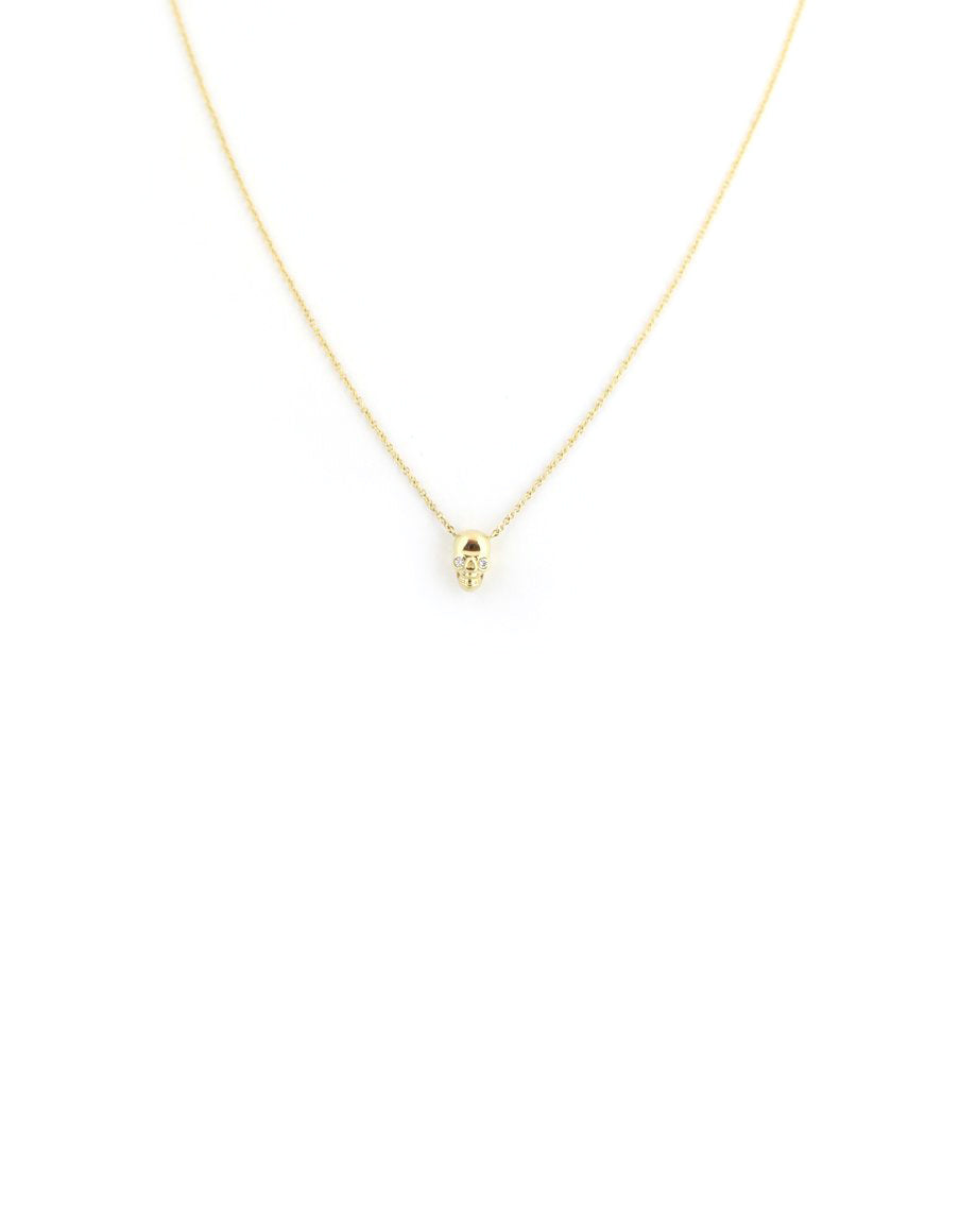 14K Gold Itty Bitty 3D Skull Necklace