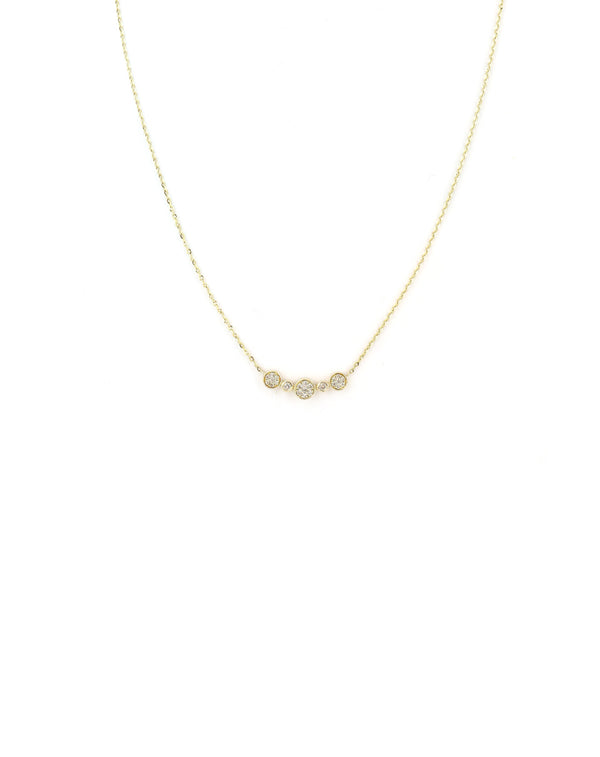 14K Gold Multi Pave Diamond Circle Necklace